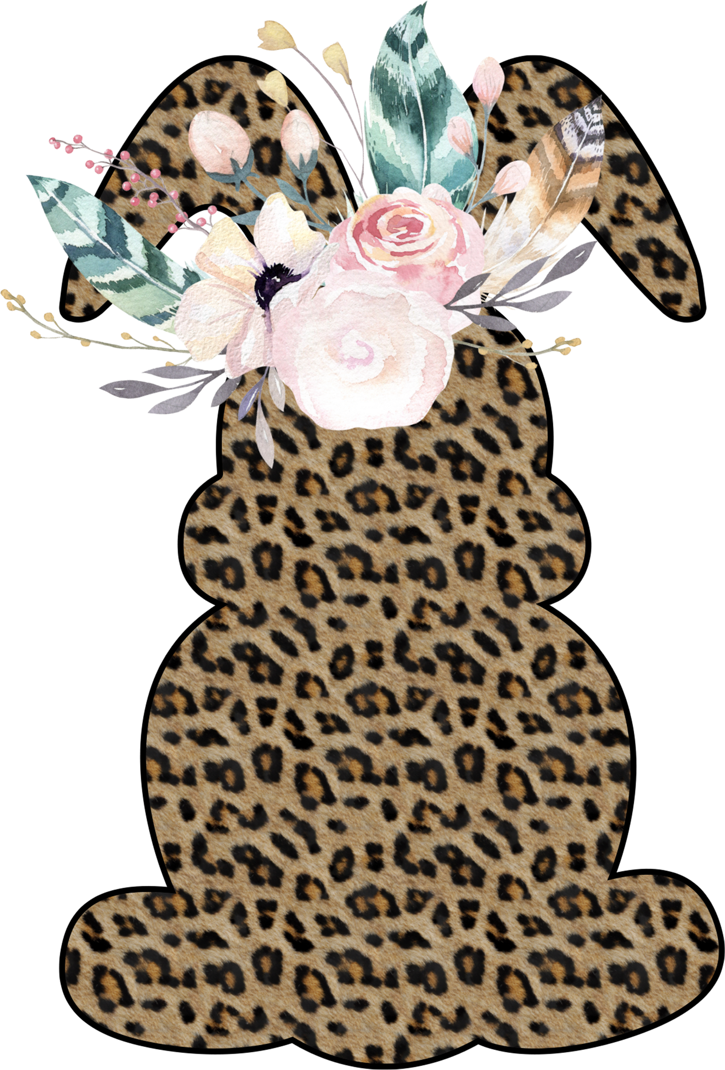 Cheetah bunny w/flowers DTF Heat Transfer