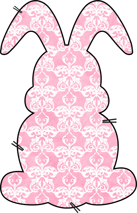 Pink bunny with white artistic design DTF Heat Transfer