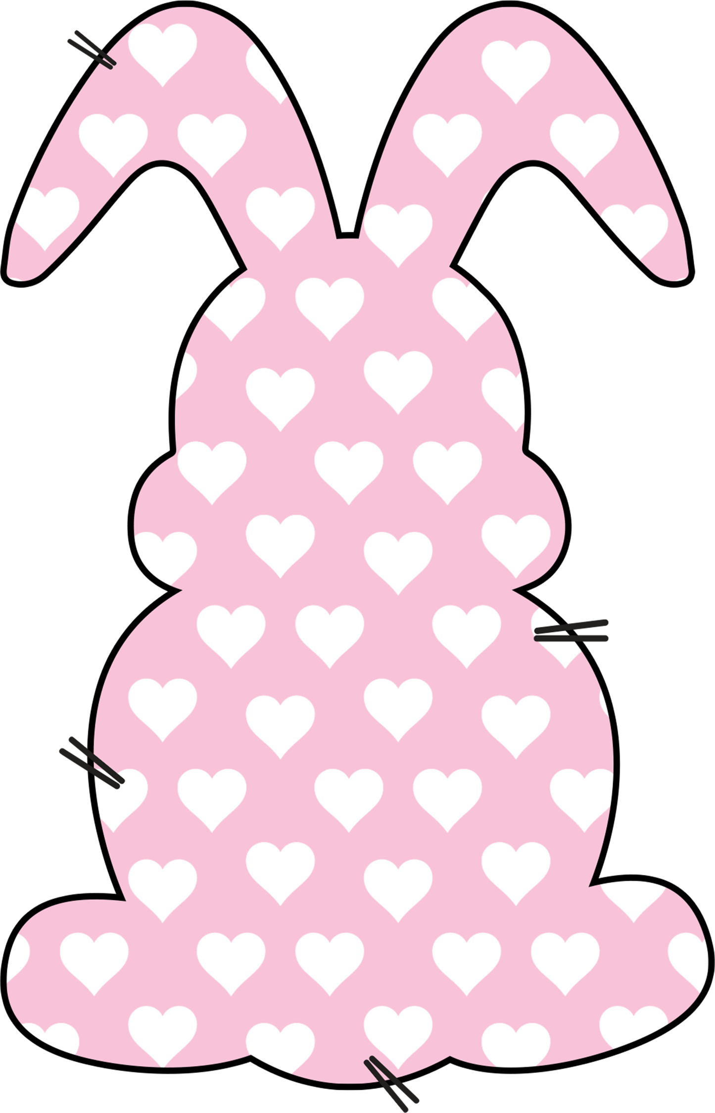 Pink bunny with white hearts DTF Heat Transfer