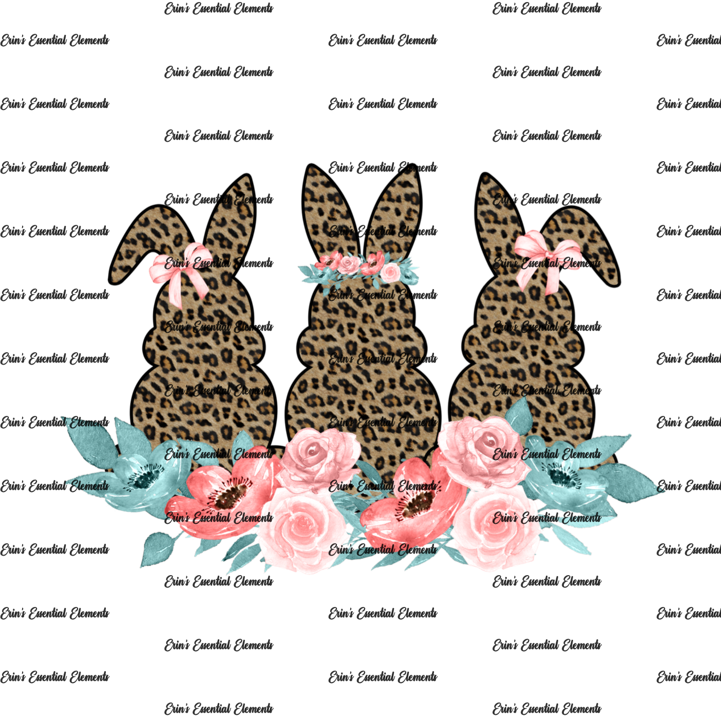 Three cheetah bunnies with flowers